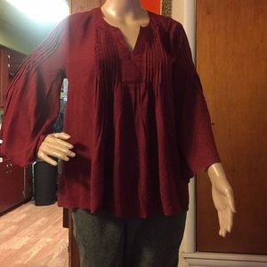 Burgundy Bell Sleeve Blouse